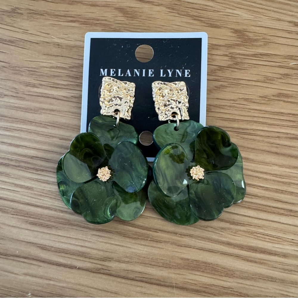 Melanie Lyne Green Floral Earrings - NWT